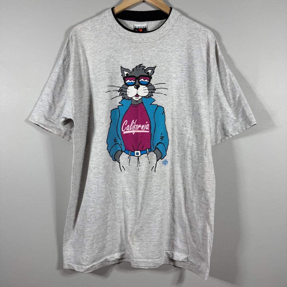 Signal Sports Vintage Cool Cat California Graphic T Shirt Gray XL